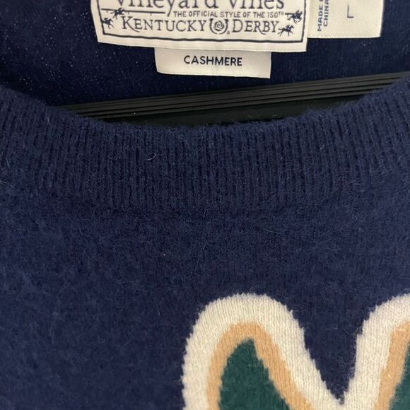 VINEYARD VINES KENTUCKY DERBY Horse Print Cashmere Sweater - Picture 3 of 4